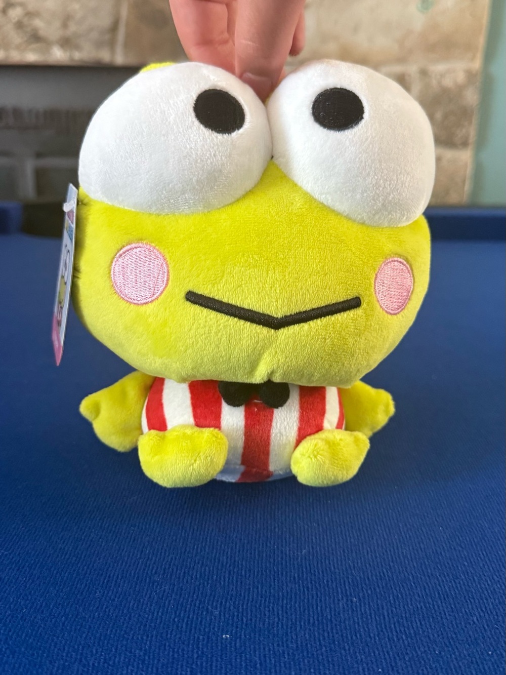 Hello Kitty Yellow Plush Frog with Red and White Striped Outfit